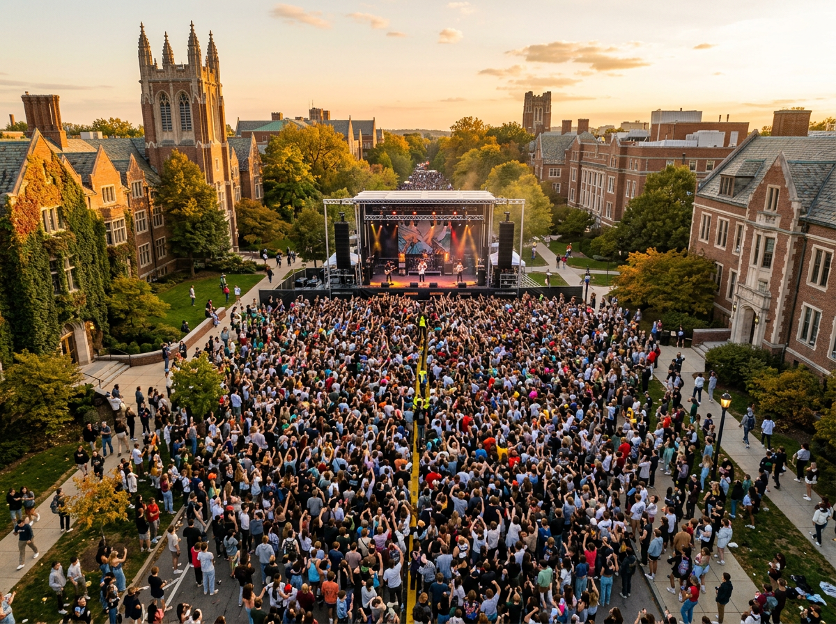 Aerial of Art Street during a concert