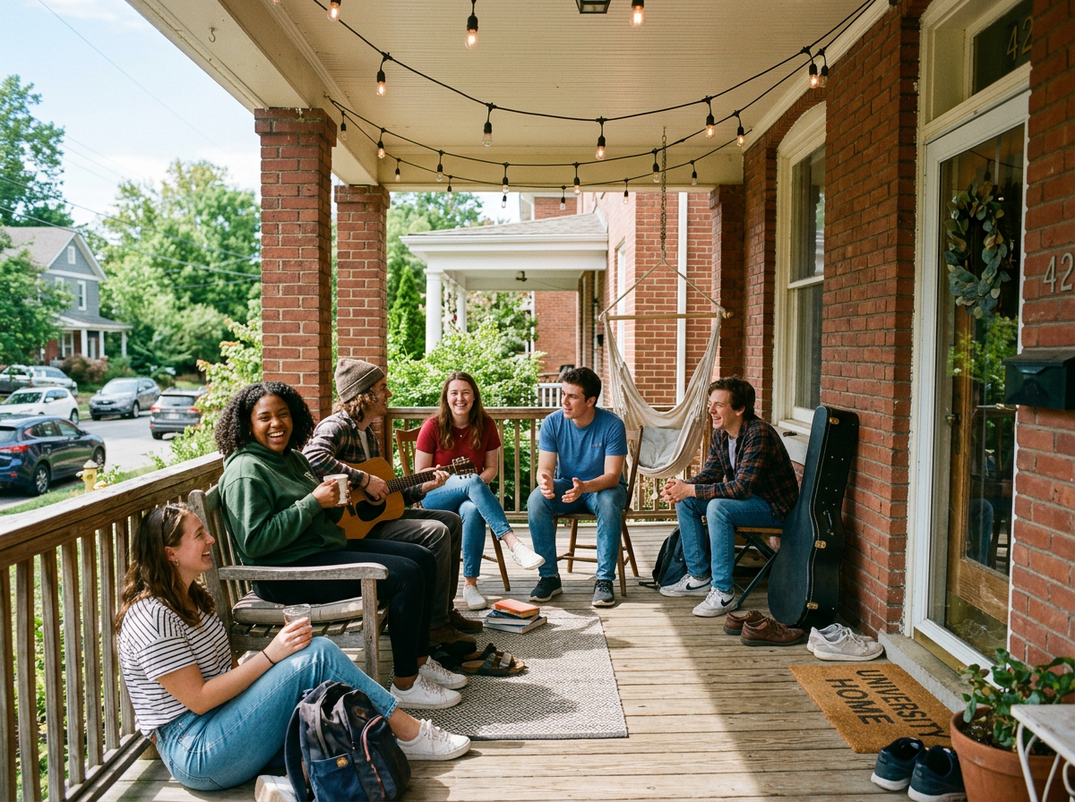 Group of students on a porch